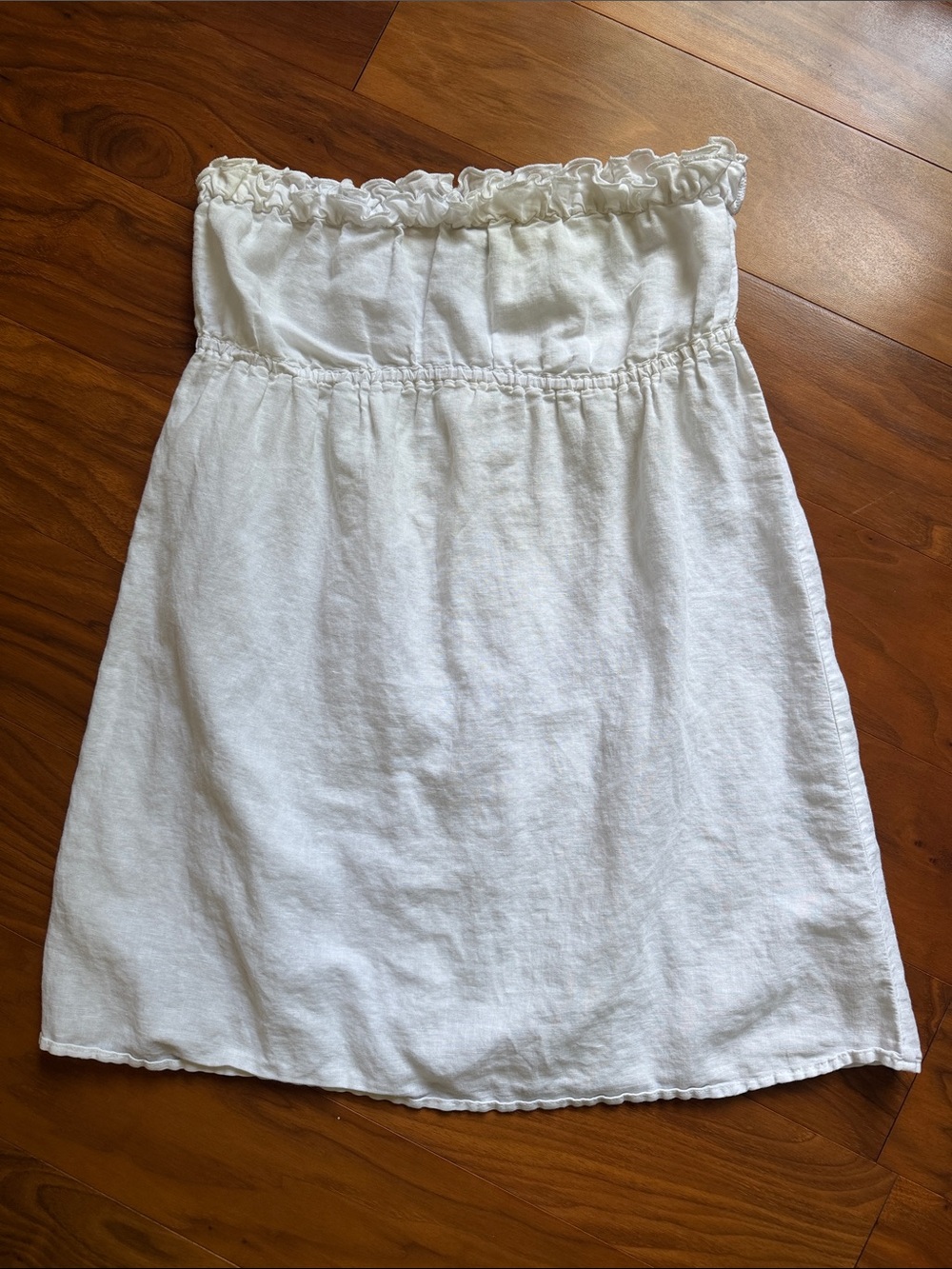 J. Crew White Strapless Ruffle-Top Mini dress